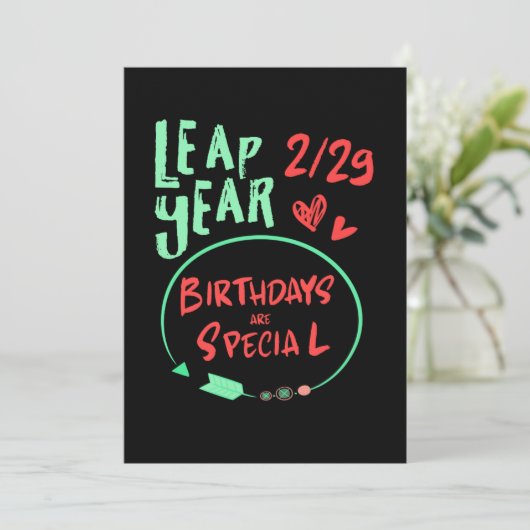 Verjaardagen zijn speciale schrikkeljaar 29 februa kaart (Staand voorkant)