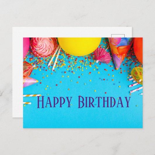 Verjaardagkaarsen, Cupcake, Sprankels  Briefkaart (Voorkant / Achterkant)