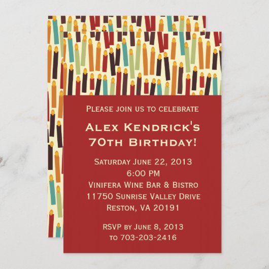 Verjaardagkaarsen - Rood Kaart (Voorkant / Achterkant)