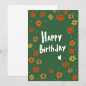 Verjaardagkaart met bloemontwerp kaart (Voorkant / Achterkant)