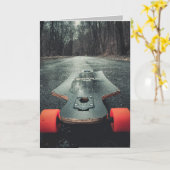 VERJAARDAGKAART VOOR LONGBOARDING SKATEBOARDER KAART (Gele Bloem)