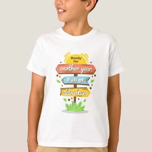 Verjaardags Avontuur Tekenen Natuur T-shirt (Voorkant)