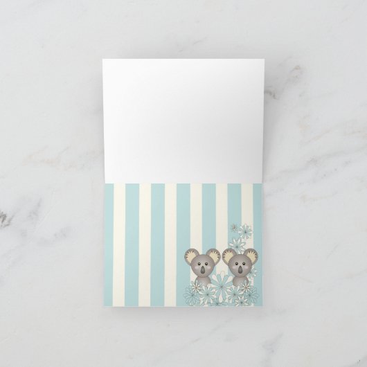 Verjaardags- / babyshower dankkaart voor tweeling bedankkaart (Binnen)
