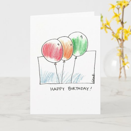 verjaardags ballons kaart (Gele Bloem)