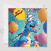 Verjaardags Bash T-Rex & Vrienden Verjaardag Vieri Kaart (Achterkant)