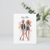 Verjaardags beste vriendinnen briefkaart (Staand voorkant)