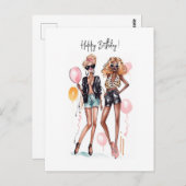 Verjaardags beste vriendinnen briefkaart (Voorkant / Achterkant)