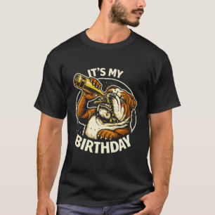 Verjaardags Bier Kotsende Bulldog T-shirt