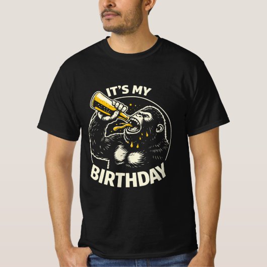 Verjaardags Bier Kotsende Gorilla T-shirt (Voorkant)
