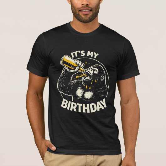 Verjaardags Bier Kotsende Gorilla T-shirt (Voorkant)