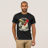 Verjaardags Bier Kotsende Haan T-shirt (Voorkant volledig)