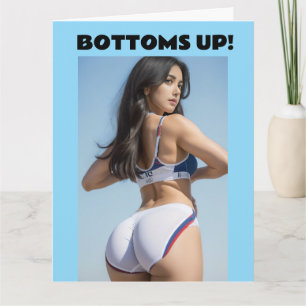 VERJAARDAGS BIKINI MEISJE MET EEN GROOT ACHTERWERK KAART