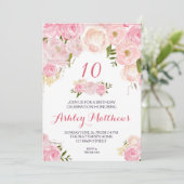 verjaardags bloemen uitnodiging, kaart (Staand voorkant)