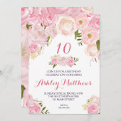 verjaardags bloemen uitnodiging, kaart (Voorkant / Achterkant)