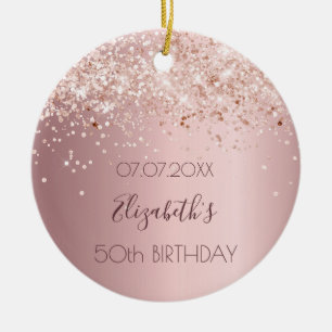 Verjaardags blos roze confetti keramisch ornament