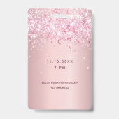 Verjaardags blush roze glitterspul naam vip badge (Achterkant)