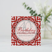 Verjaardags Bubbel Feest Vieringen Rood+Wit Uitnod Kaart (Staand voorkant)