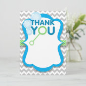 Verjaardags Bubble Pop Blauw & Groen Dank u kaart (Staand voorkant)