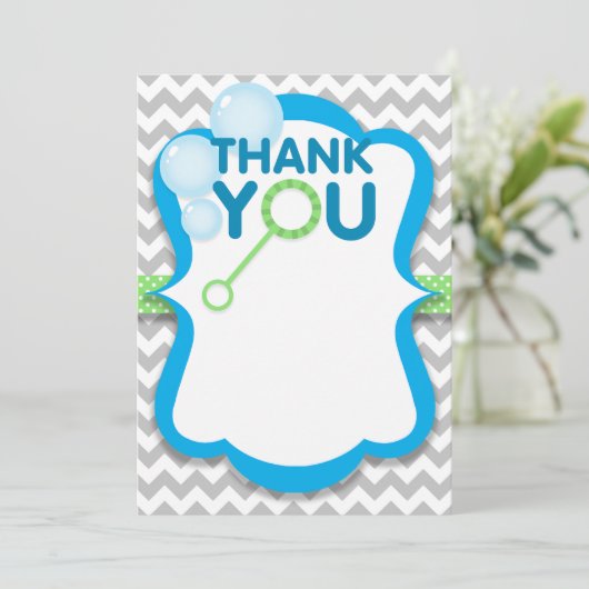 Verjaardags Bubble Pop Blauw & Groen Dank u kaart (Staand voorkant)