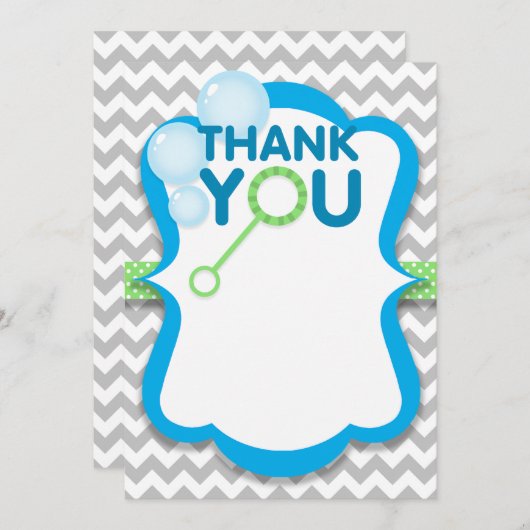 Verjaardags Bubble Pop Blauw & Groen Dank u kaart (Voorkant / Achterkant)