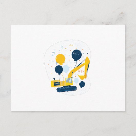 Verjaardags bulldozer briefkaart (Voorkant)