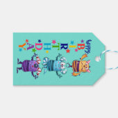 Verjaardags Cartoon Monsters Cadeaulabel (Voorkant (Horizontaal))
