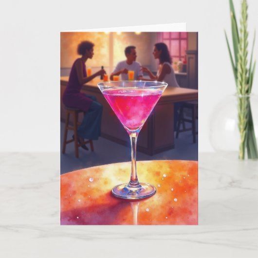 Verjaardags Cheers Ruby Drink Kaart (Voorkant)