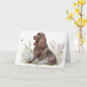 Verjaardags Chocolade Cocker Spaniel  Kaart (Gele Bloem)