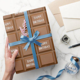 Verjaardags chocoladereep cadeaupapier