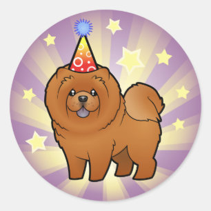 Verjaardags Chow Chow Ronde Sticker
