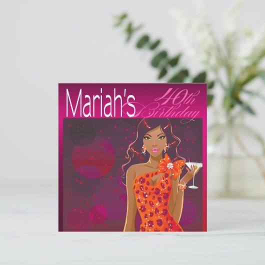 Verjaardags Cocktail voor een mooie dame fuchsia/o Kaart (Staand voorkant)