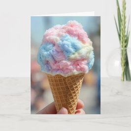 Verjaardags Cotton Candy in een Waffel Kegel Kaart