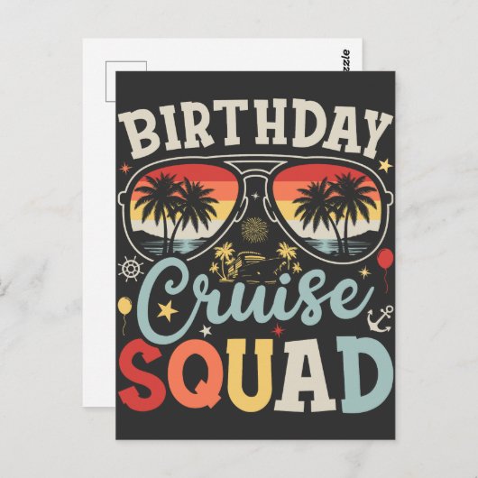 Verjaardags Cruise Squad Groep Familie Matching Briefkaart (Voorkant / Achterkant)