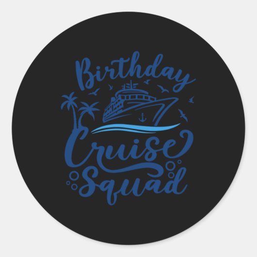 Verjaardags Cruise Squad Ronde Sticker (Voorkant)