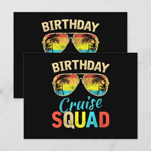 Verjaardags Cruise Squad Uitnodiging Briefkaart (Voorkant / Achterkant)