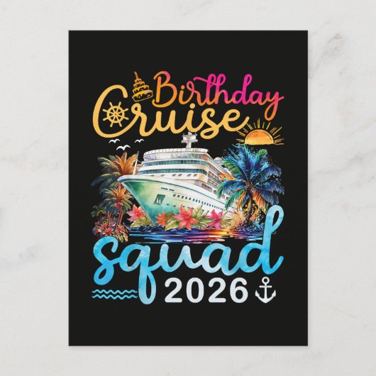 Verjaardags Cruise Team 2026 Briefkaart (Voorkant)