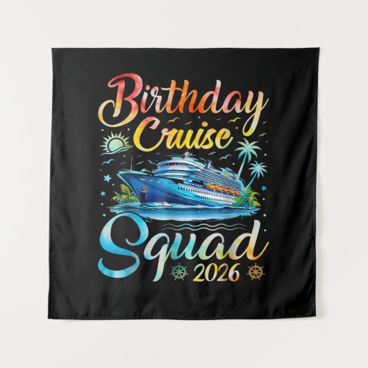 Verjaardags Cruise Team 2026 Wandkleed (Voorkant)