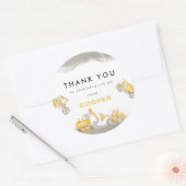 Verjaardags Dank Je Wel Gele Bouwtrucks Ronde Sticker (Envelop)