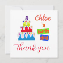 Verjaardags dankkaart met naam en leeftijd