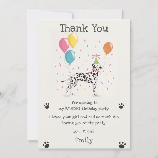 Verjaardags dankkaart voor Dalmatische puppy hond Kaart (Voorkant)