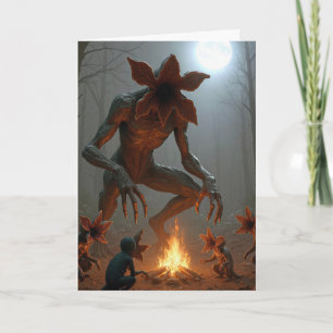 Verjaardags Demogorgon Wezens Rond een Kampvuur Kaart