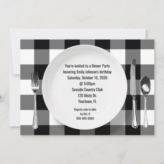 Verjaardags Diner Party Buffel Plaid Kaart (Voorkant)