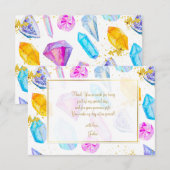 Verjaardags edelsteen feest kristallen waterverf m bedankkaart (Voorkant / Achterkant)