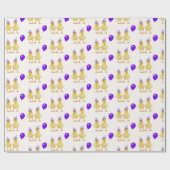 Verjaardags Eendjes met Paarse Ballon Cadeaupapier (Vlak)