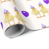 Verjaardags Eendjes met Paarse Ballon Cadeaupapier (Rol Hoek)