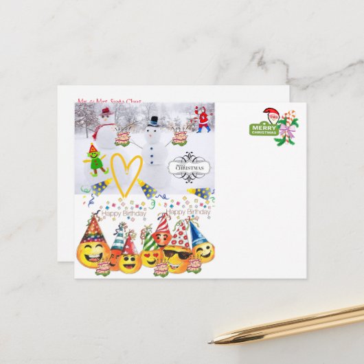 Verjaardags- en Kerstkaarten Briefkaart (Voorkant / Achterkant in situ)