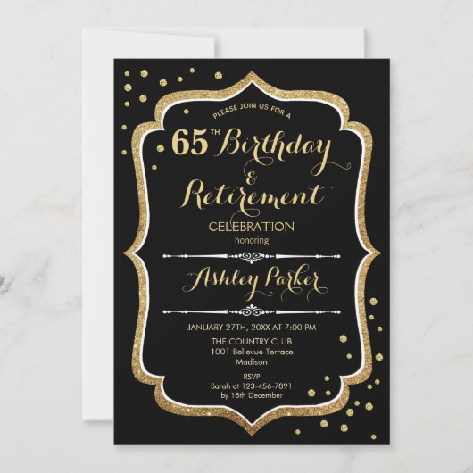Verjaardags- en pensioenfeest - Zwart Goud Kaart (Voorkant)