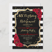 Verjaardags- en pensioenfeest - Zwart Rood Goud Kaart (Voorkant)