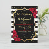 Verjaardags- en pensioenfeest - Zwart Rood Goud Kaart (Staand voorkant)