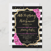 Verjaardags- en pensioenfeest - Zwart Roze Goud Kaart (Voorkant)